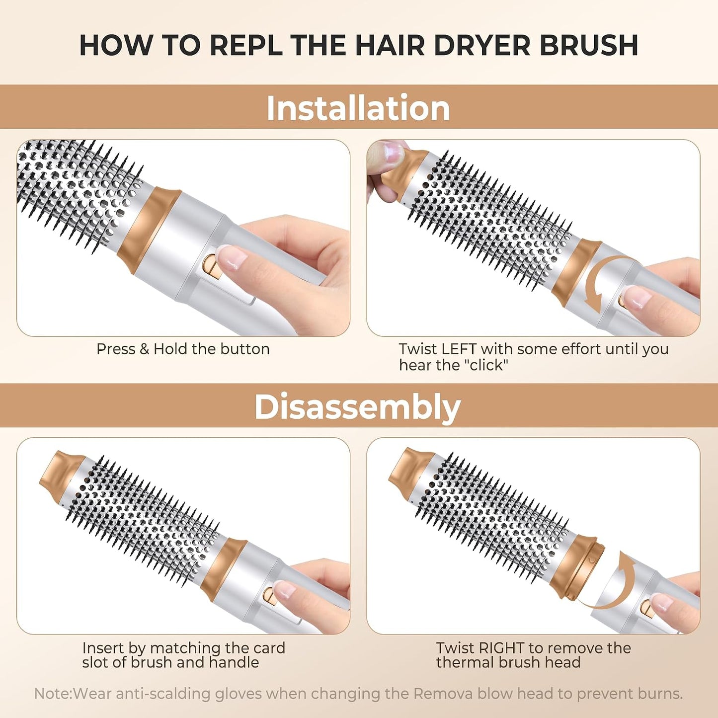 6 in ONE Blow Dryer Brush, Curling Wand Hair Styling Tools Set, Ionic Hot Air Hair Dryer, Massage Oval Hair Dryer, Left&Right Hair Curlers 100-120V