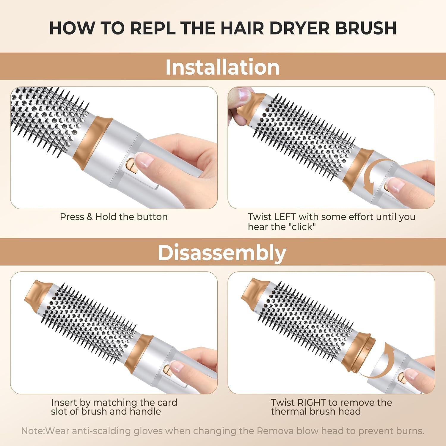 6 in ONE Blow Dryer Brush, Curling Wand Hair Styling Tools Set, Ionic Hot Air Hair Dryer, Massage Oval Hair Dryer, Left&Right Hair Curlers 100-120V